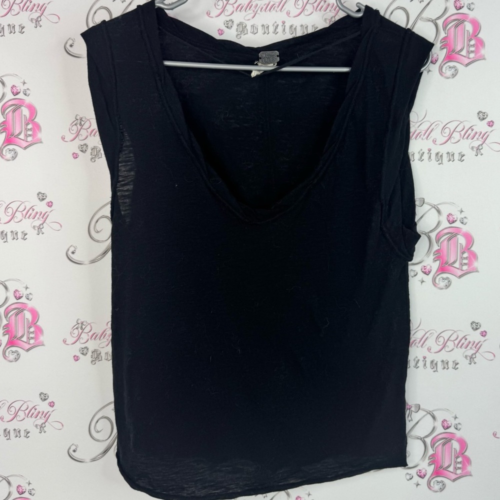 We the free tank top free people comfy classic Black Sleeveless Top
